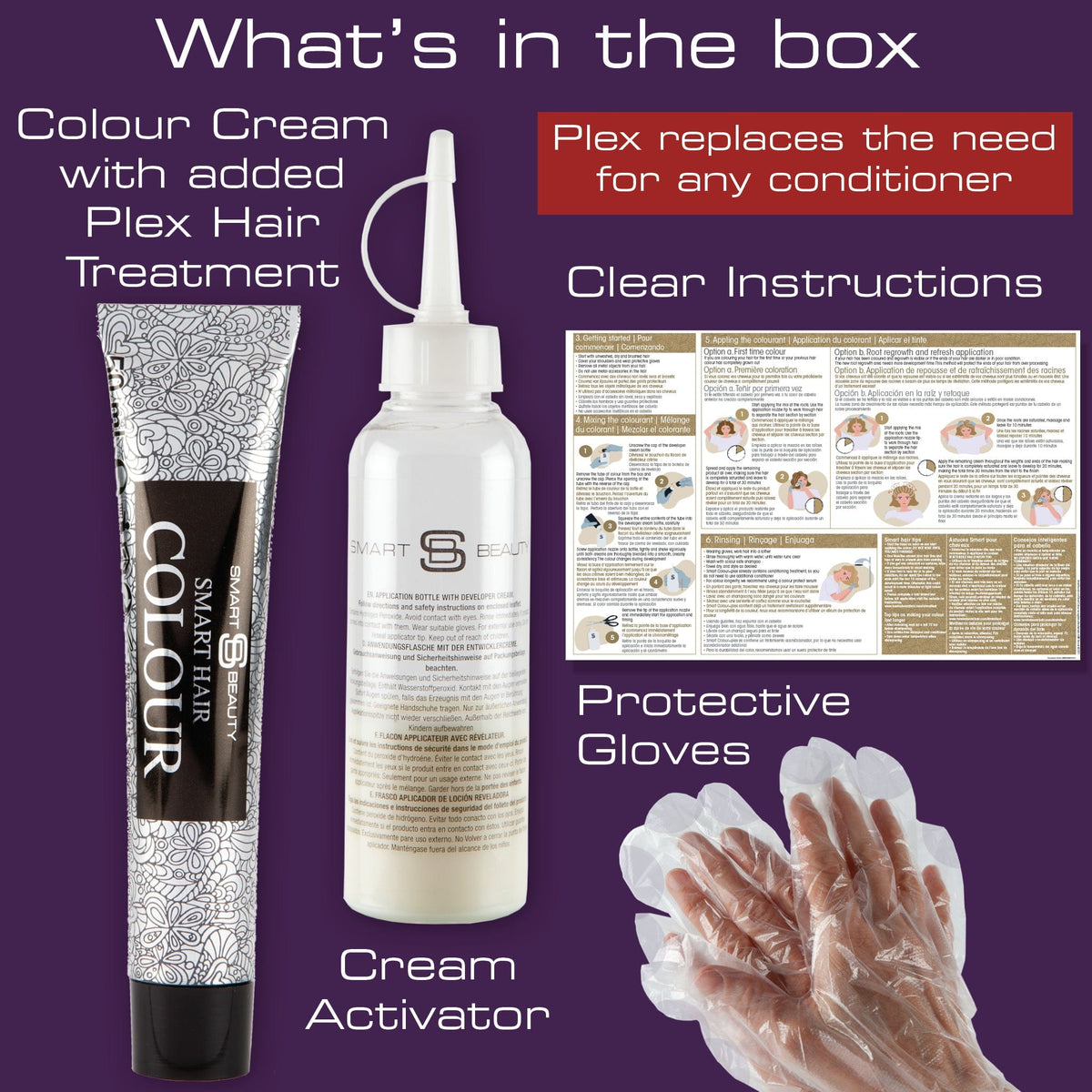 Smart Beauty Amethyst Purple Hair Dye with Added Plex Hair Care Conditioner, Permanent Hair Colour